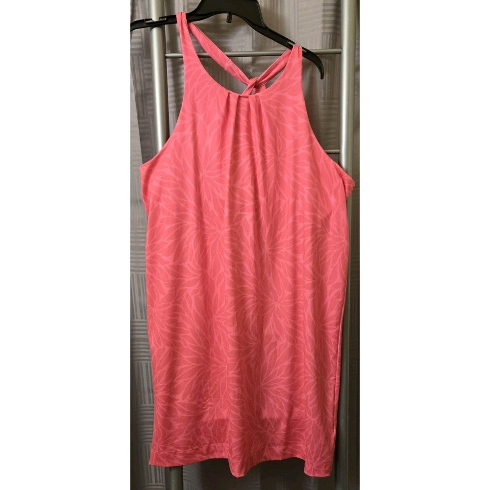 Vineyard Vines Halter Dress‎ Size Large Pink Leafy Pattern